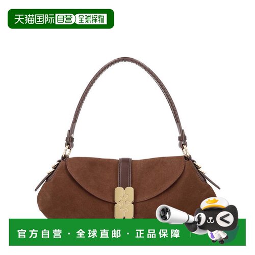自营ganniNeutral B-Kat Floral Clasp Suede Handbag - grey 美