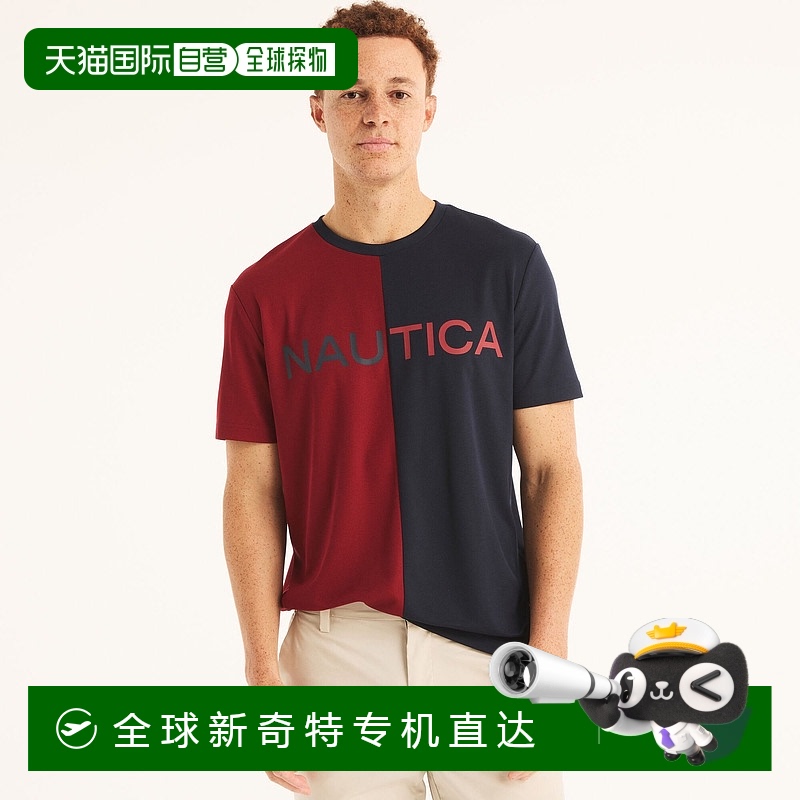 Nautica 男式 Navtech 可持续制作圆领徽标 T 恤 - 海军蓝 【美国