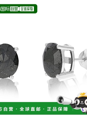 自营 vir jewels6 cttw 椭圆形黑色钻石耳钉 .925 纯银爪镶 - 银
