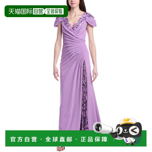 自营Tadashi Shoji Embellished Short Sleeve Maxi Dress - purp