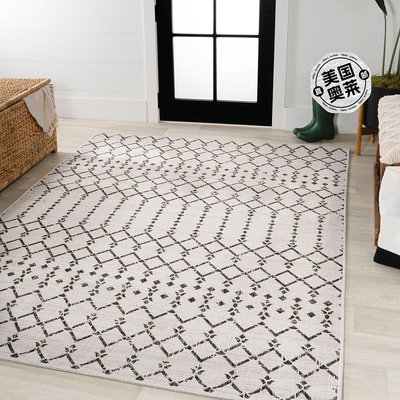 jonathan yOurika 摩洛哥几何纹理编织室内/室外区域地毯   奶油/