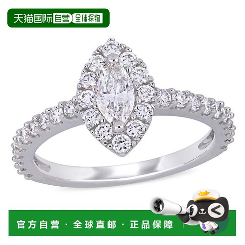 自营Mimi & Max 1ct TW Diamond Halo Engagement Ring 14k White