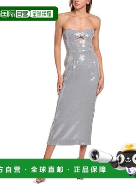 自营 bardot芭铎Cerise亮片Midi连衣裙-灰色 美国奥莱直发