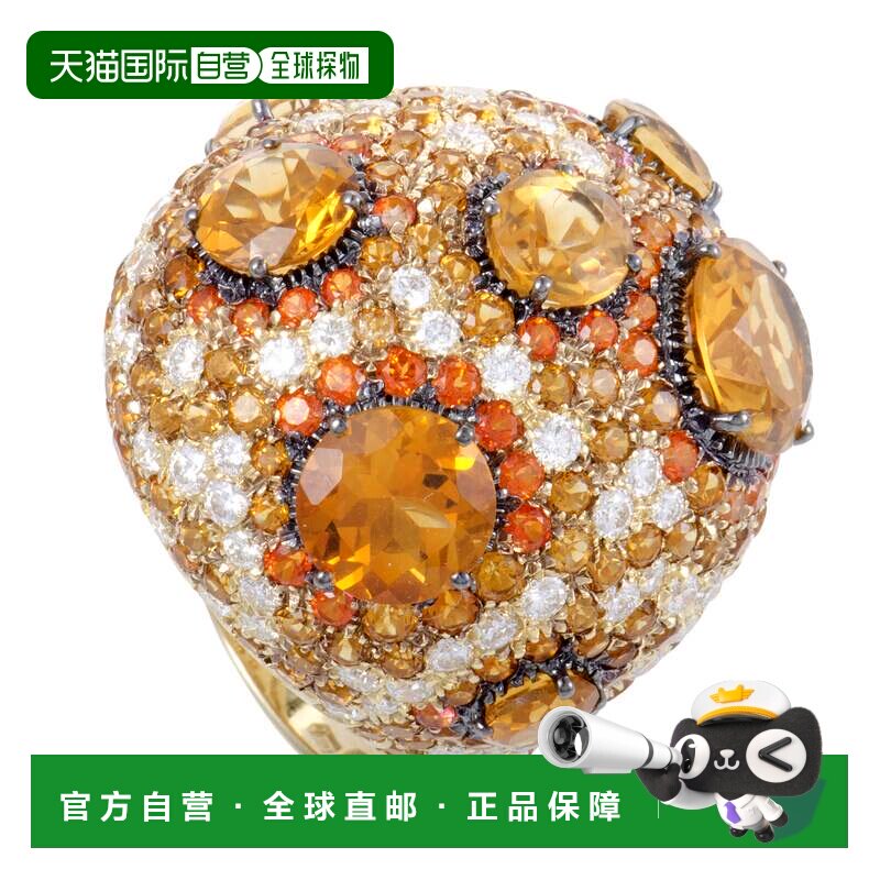 自营 Roberto Coin 18K 黄金橙色黄水晶和托帕石和钻石鸡尾酒戒指