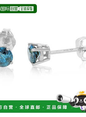自营 vir jewels3/8 克拉蓝色钻石耳钉 14k 白金或黄金圆形推背 -