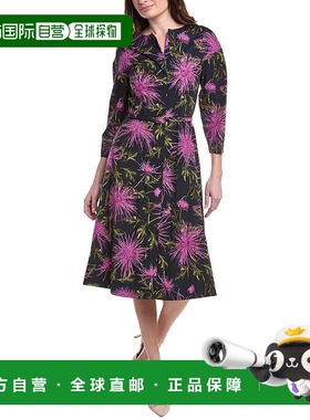 自营 Oscar de la Renta 前拉链菊花中长连衣裙 - 紫色 美国奥莱