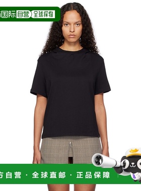 1h可退 香港直邮潮奢 Courreges 女士 黑色连帽 T 恤 424JTS159JS