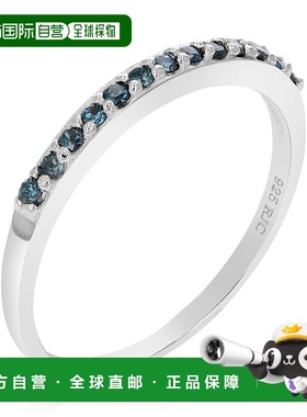 自营 vir jewels 1/6 克拉蓝色钻石戒指结婚戒指 .925 纯银爪镶圆