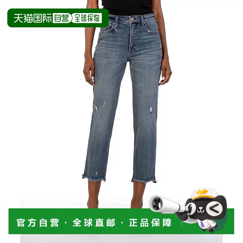 自营 kut from the kloth内置撕裂式高帮破旧牛仔裤 美国奥莱直发