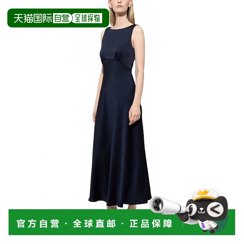 自营luisa cerano深蓝色缎面长裙-深蓝色 美国奥莱直发