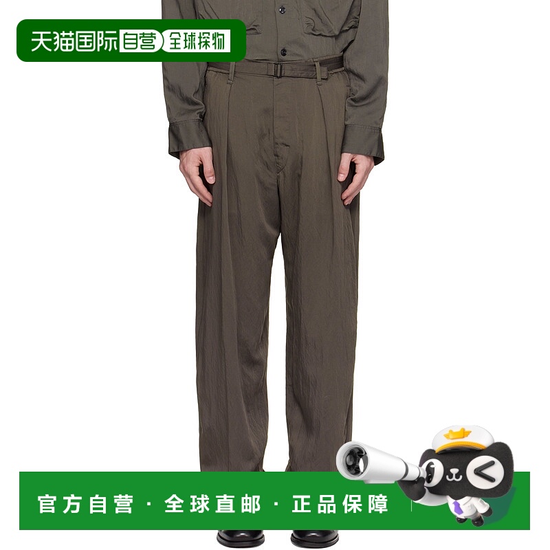 1h可退 香港直邮潮奢 Lemaire 男士 灰色 Belted Relaxed 长裤 PA
