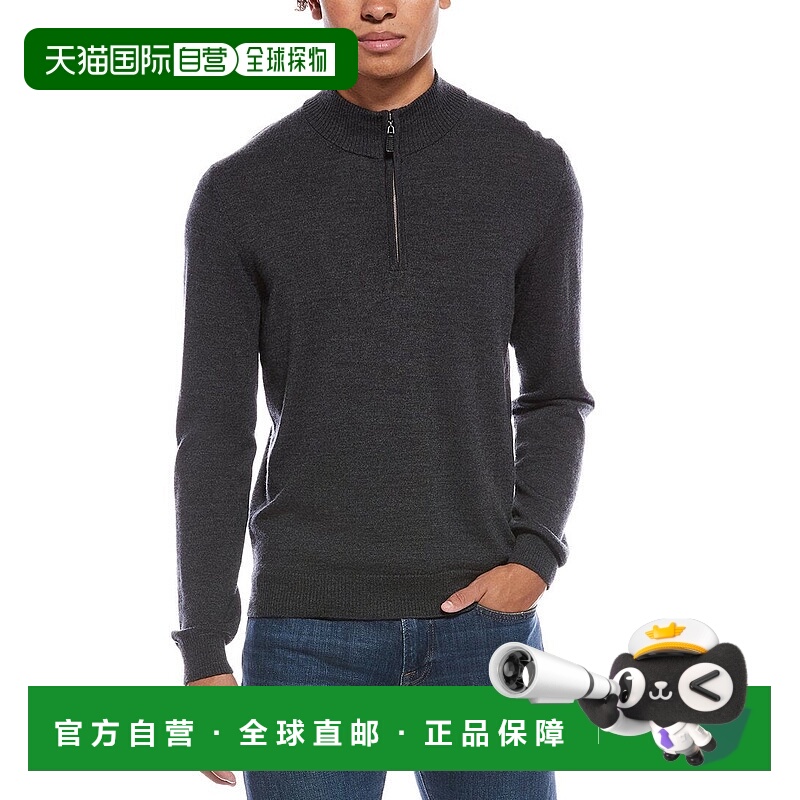自营Mette Merino羊毛1/4拉链立领毛衣-灰色 美国奥莱直发