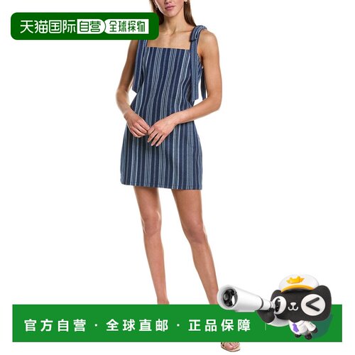 自营english factory英国工厂牛仔条纹迷你连衣裙-蓝色 美国奥莱