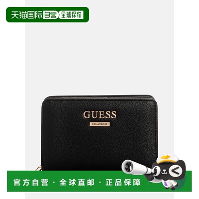 自营guessTyra French Wallet - black floral print 美国奥莱直