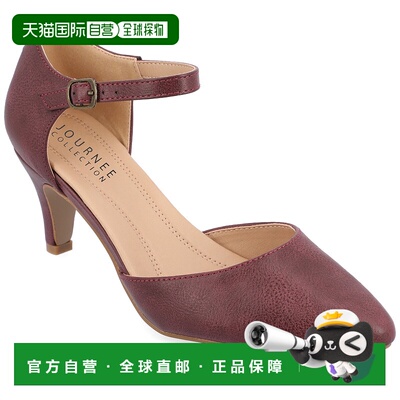 自营 journee collectionJournee女式贝蒂杏仁头高跟鞋-葡萄酒 美