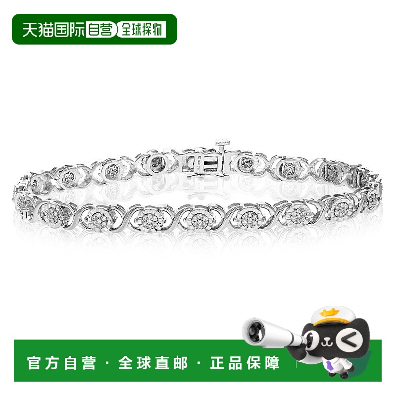 自营vir jewels1/2 克拉圆形实验室培育钻石网球手链 .925 纯银爪