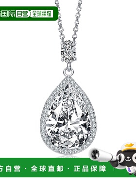 自营 GENEVIVE 纯银立方氧化锆口音吊坠项链 - 银白色 美国奥莱直