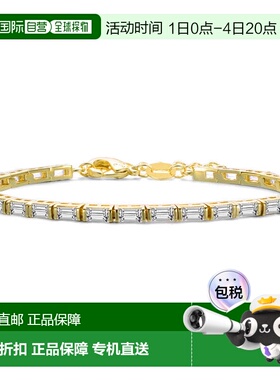 自营geneviveSterling Silver 14K Gold Plated with Baguette Cu