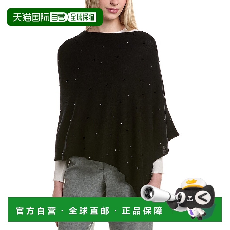 自营sofiacashmere Jersey Wool & Cashmere-Blend Poncho - blac
