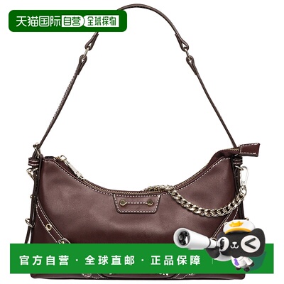 自营True Religion Smooth PU Belted Shoulder Bag - wine 美国