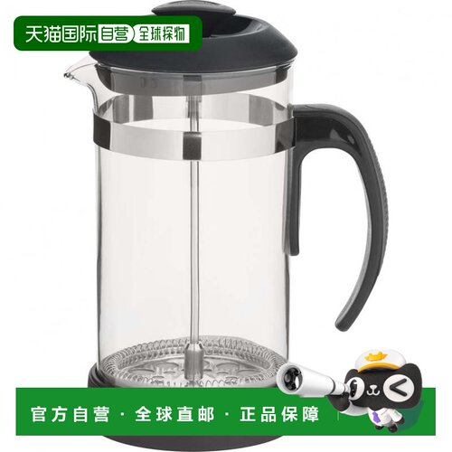 自营Trudeau 1 升法压壶，带硼硅酸盐玻璃壶身，黑色 - 黑色 美国