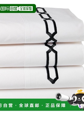 自营 Dea意大利Linens Prato刺绣床单套装，特大号床-白色/黑色