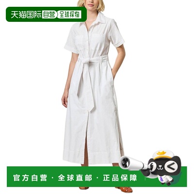 自营Lilla P Eyelet Trim Maxi Shirt Dress - white 美国奥莱直
