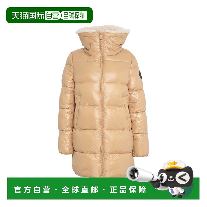 自营save the duck绒毛领米色羽绒服-棕色 美国奥莱直发
