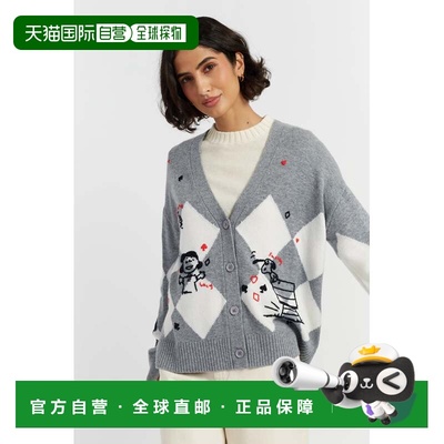 自营chinti & parkerGrey Wool-Cashmere Peanuts Poker Cardigan