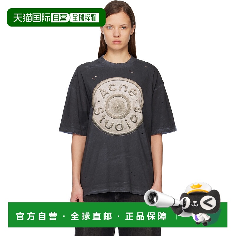 1h可退 香港直邮潮奢 Acne Studios 艾克妮 女士 黑色徽标 T 恤 C