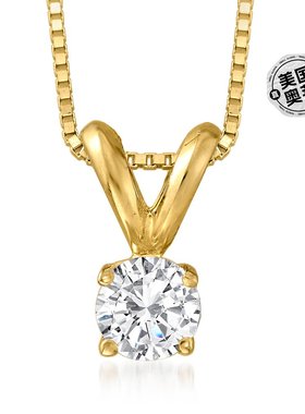 自营 Ross-Simons 14 克拉黄金单颗钻石吊坠项链 - 18 英寸 美国