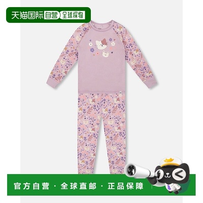 自营deux par deuxOrganic Cotton Two-Piece Pajamas Lilac Cat