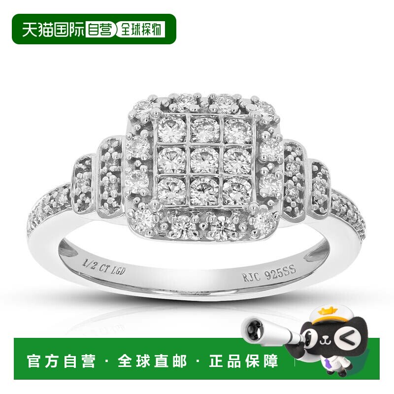 自营vir jewels1/2 克拉圆形切割实验室培育钻石订婚戒指 35 颗宝