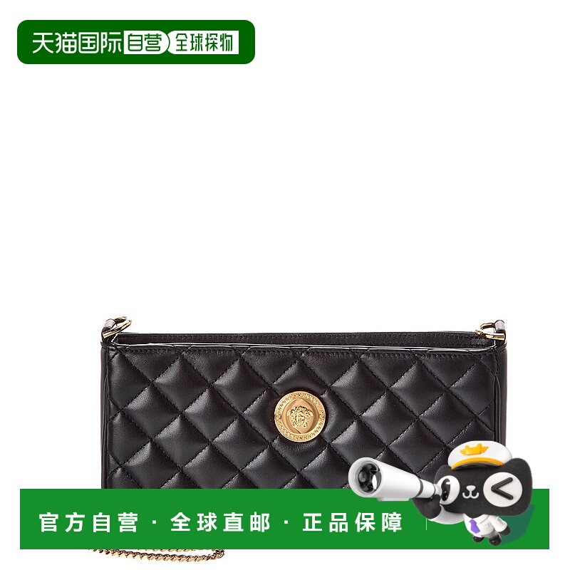 自营Versace La Medusa Quilted Leather Shoulder Bag - black