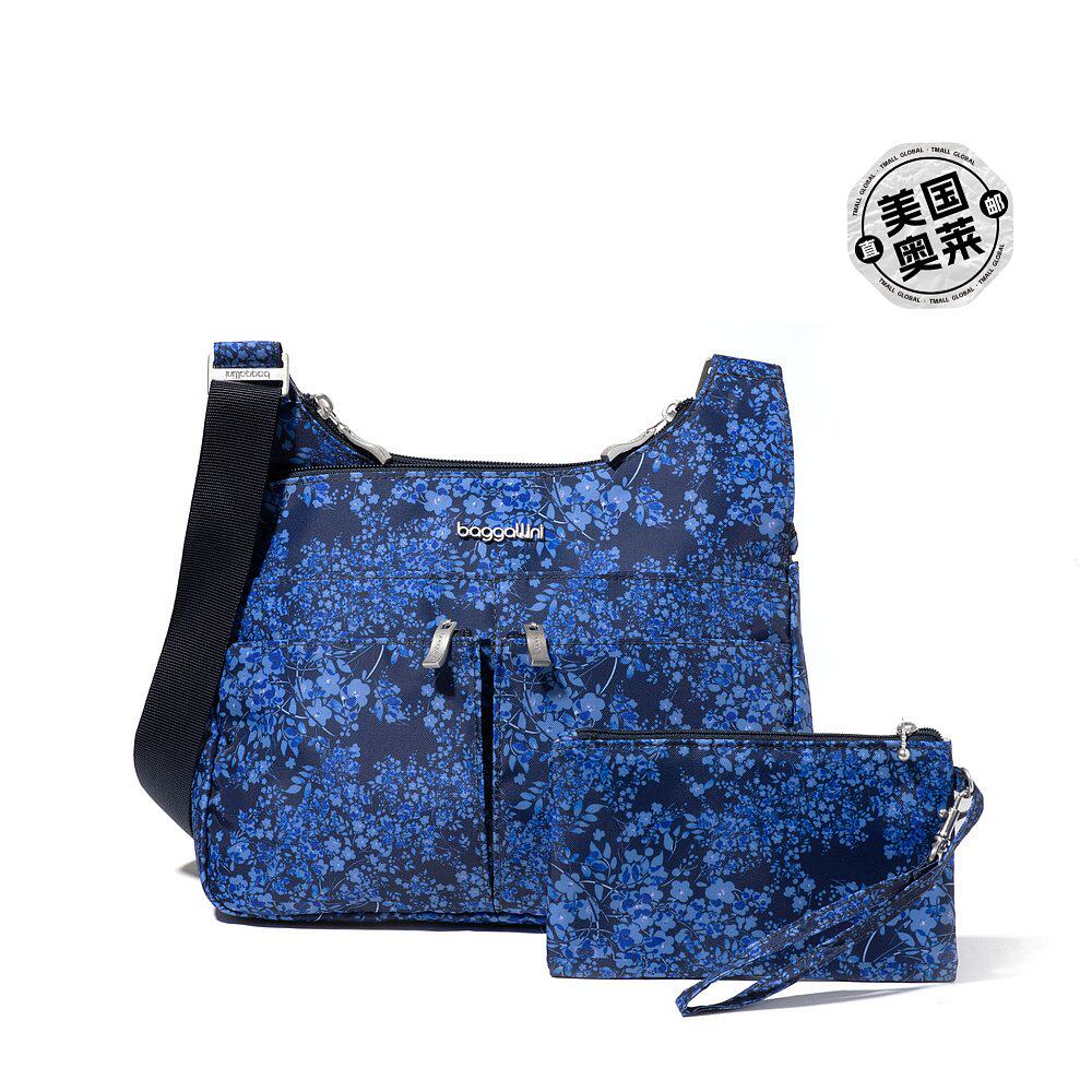 baggallini Cross Over 斜挎包带 RFID - 墨水绣球花 【美国奥莱