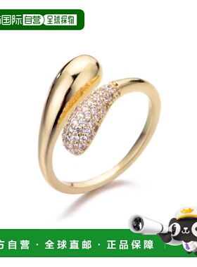 自营adornia14k Gold Plated CZ Curved Bands Ring - gold 美国