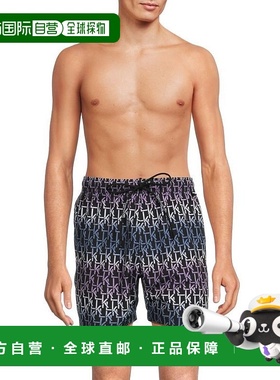 自营Karl Lagerfeld Paris Swim Trunks Men's  Black Ombre Prin