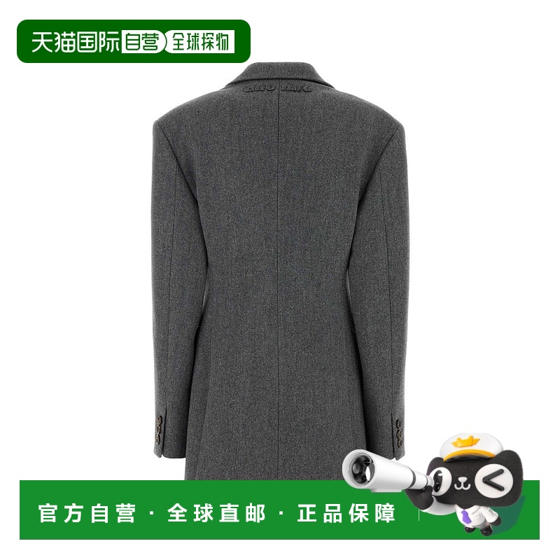 1h可退 香港直邮潮奢 Miu Miu 缪缪 女士 深灰羊毛西装外套 MH195