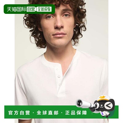 自营lucky brandLucky品牌男士Supima短袖Henley-白色 美国奥莱直