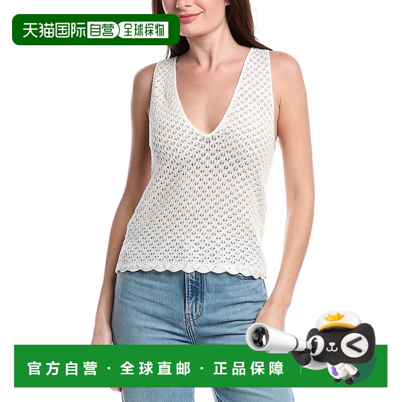 自营alice + olivia Annalise Pointelle Linen-Blend Tank - whi