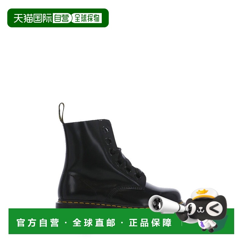 自营dr. martens圆头系带Molly靴子，带鞋底-黑色 美国奥莱直发