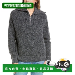 拉链羊驼混纺毛衣 灰色 自营 美国奥莱直发长袖 Vince