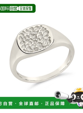 自营 sterling forever锤打方形图章戒指 - 银白色 美国奥莱直发