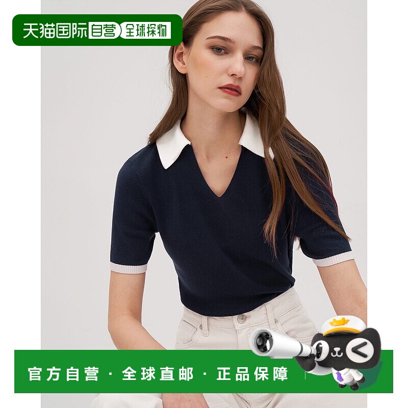 自营 lilysilkTimeless Mei 女士真丝针织 Polo 衫 - 海军蓝 美国