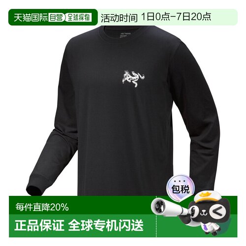 加拿大直邮始祖鸟Kragg SL Bird Tile男款拼接鸟标纯棉长袖T恤