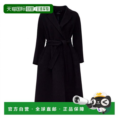 自营max maraEsturia Midi Double Drap Wool Coat - black 美国