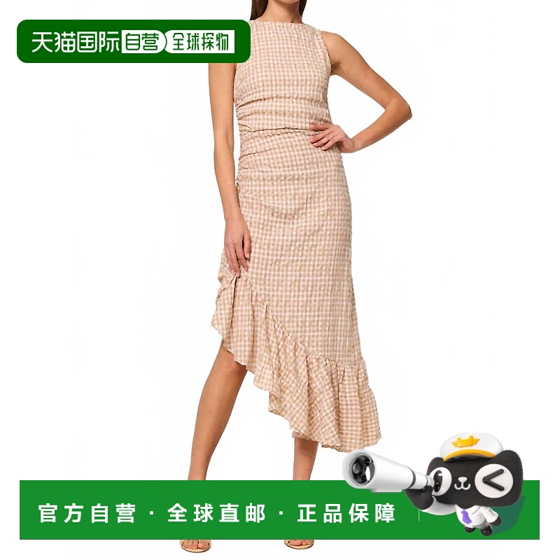 自营misa los angelesBertha Midi Dress In Mocha Gingham - moc