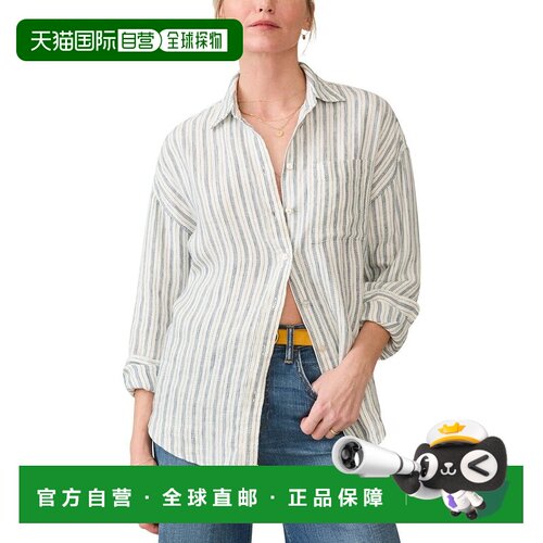 自营Faherty Santa Cruz Linen Relaxed Shirt - blue 美国奥莱直