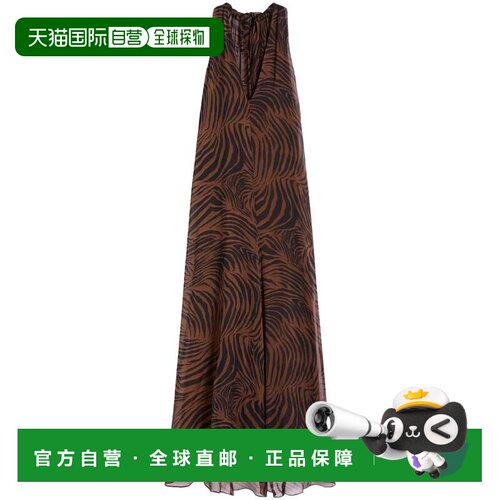 自营max mara抽象图案及踝长裙-黑色 美国奥莱直发连衣裙