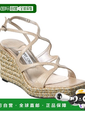 自营Jimmy Choo Ayla 85 Leather Wedge Sandal - gold 美国奥莱